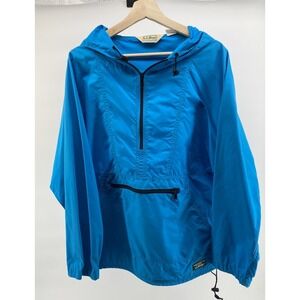 L L Bean Vintage Quarter Zip Pull Over Lg with Kangaroo Pocket Teal‎ Blue